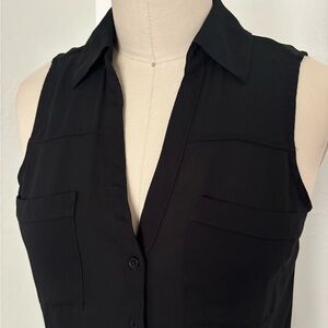 Express Portofino Black Sleeveless Button Up Top, Size XS